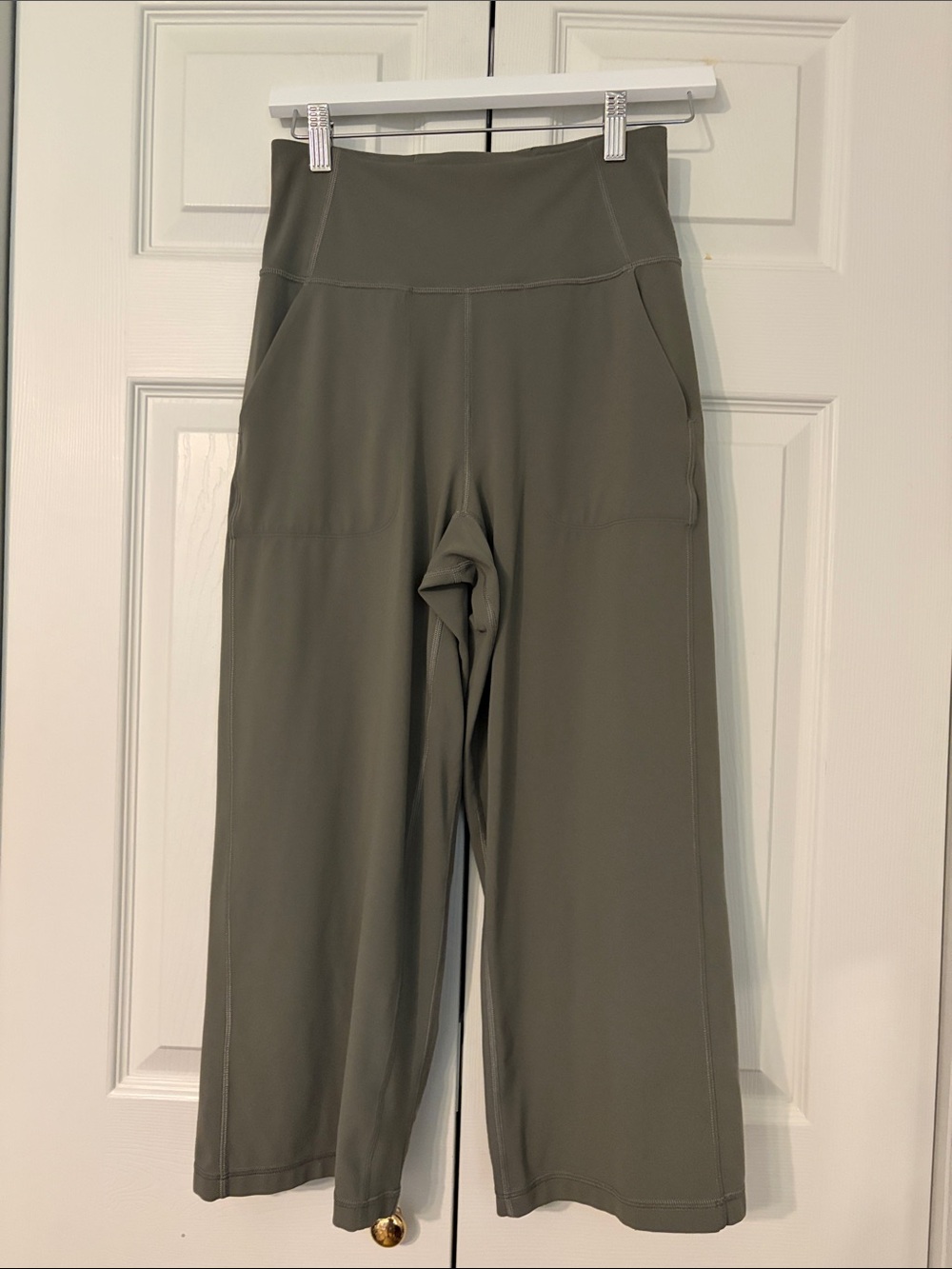 Lululemon Align High Rise Wide Leg Cropped Soft Yoga Pants Olive Green XS